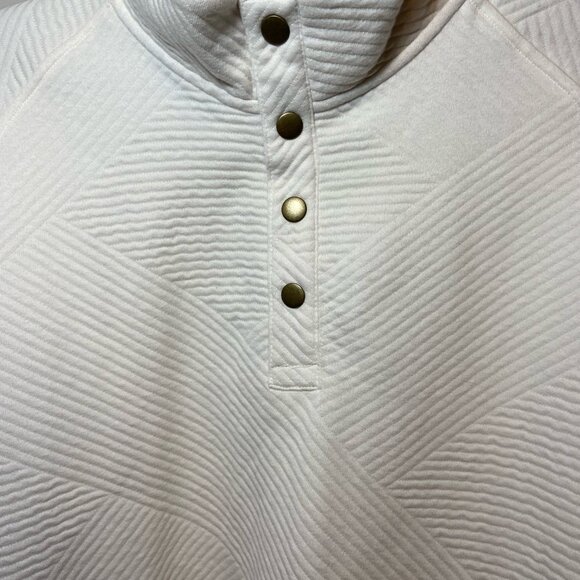 Cream Textured Quilted Snap-Neck Pullover Sweater - XL - NWT - Picture 2 of 7